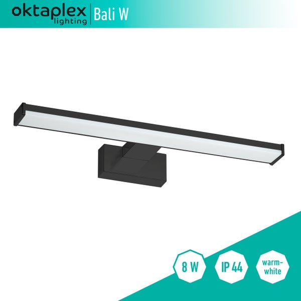 LED Spiegelleuchte 40cm schwarz 3000K Warmweiß 8W 570lm Wandmontage Badezimmerlampe