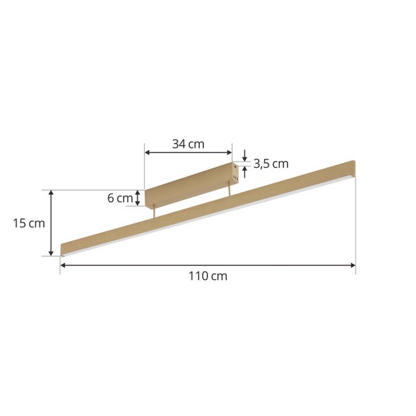 Lucande LED Smart Home Deckenlampe Mylosh dimmbar mit Leselampe (Modern) in Gold / Messing aus Aluminium (1 flammig, ) - Deckenleuchte Lampe Wohnzimmerleuchte