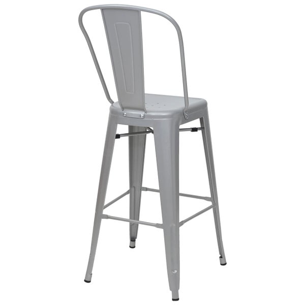 Metallhocker mit Rückenlehne