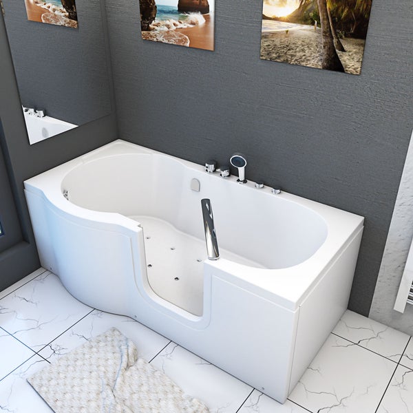 Sitzbadewanne Senioren Wanne Sitzwanne mit Tür S12-EH-AIR-R 85x170 cm