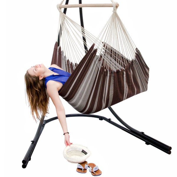 XXL Hängesessel Relaxsessel 185x130cm bis 150kg mit braunen Streifen