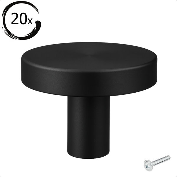 20er-Packung schwarze Möbelknöpfe mit Schraube