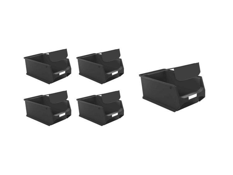 PROREGAL SparSet 5 x Leitfähige Sichtlagerbox 4.1 Mit Griffstange und Abdeckung HxBxT 15 x 20 x 35 cm 7,2 Liter ESD Sichtlagerbehälter Sichtlagerkasten