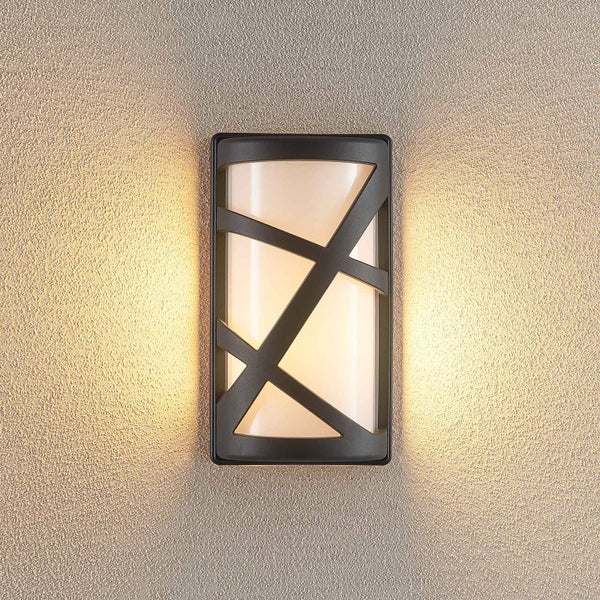Lindby Wandleuchte außen Femani (spritzwassergeschützt (Modern) in Schwarz aus Aluminium (1 flammig, E27) - Außenwandleuchten Wandlampe Led Außenlampe Outdoor für Außenwand/Hauswand