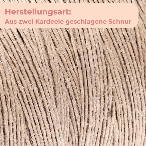 2x Juteschnur 500 m Bindfaden Schnur zum basteln Jutegarn Natur Jutekordel Paketschnur Gartenschnur Jute Bastelschnur Garten Pflanzschnur