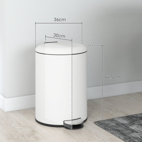 HOMCOM Mülleimer 20L Treteimer Kosmetikeimer Abfalleimer mit Deckel und Fußpedal, Müllbehälter mit Inneneimer, für Wohnzimmer, Büro, Metall, 36 x 30 x 44,5 cm