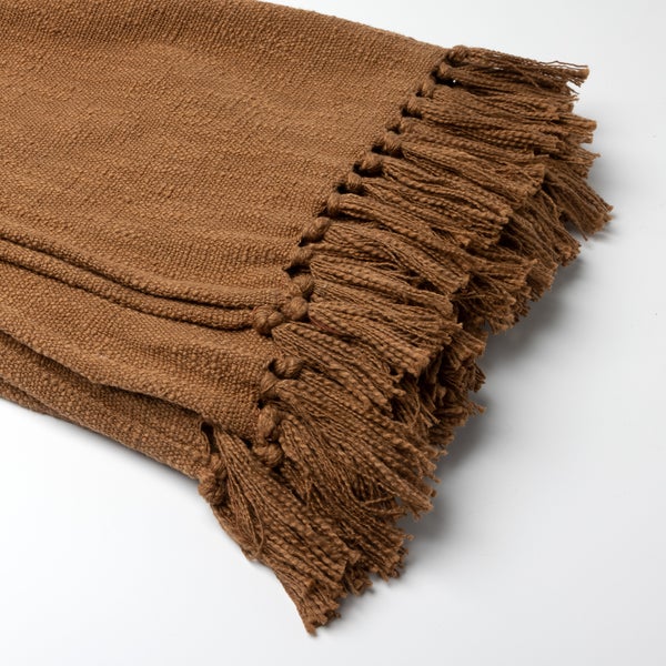 JUNE - Wohndecke 140x180 cm - 100% Baumwolle - Tobacco Brown - braun