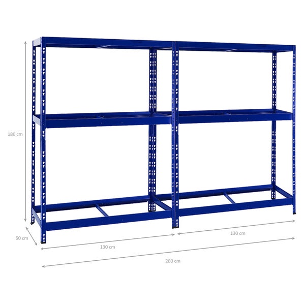 PROREGAL Mega Deal 2x Reifenregal Tiger mit Fachboden HxBxT 180 x 130 x 50 cm Bis Zu Insgesamt 24 Reifen Blau