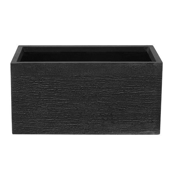 Rechteckiger Pflanzkasten mit strukturierter Oberfläche.