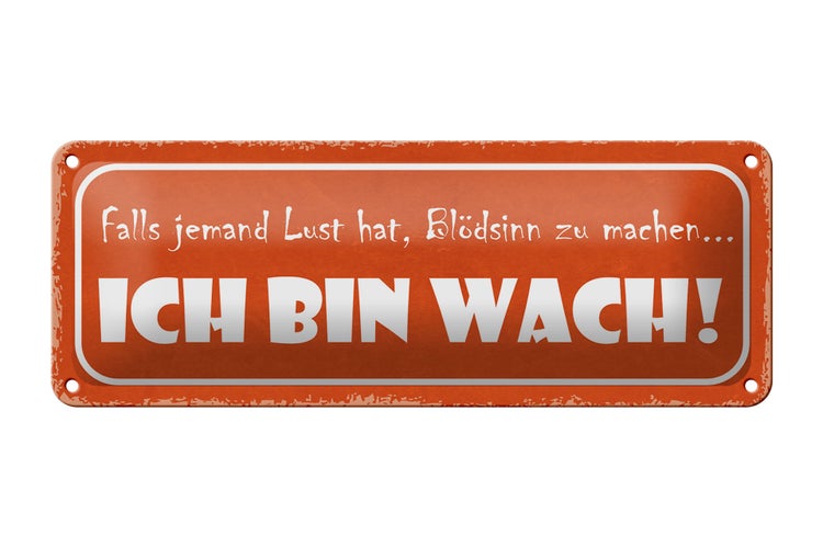 Blechschild Spruch 27x10cm Blödsinn machen ich bin wach Dekoration