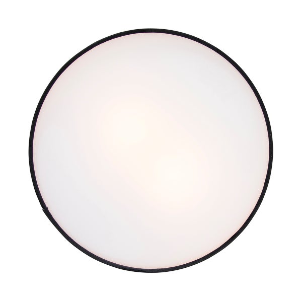 Runde LED-Deckenleuchte mit schmalem schwarzen Rahmen und weißem Diffusor.