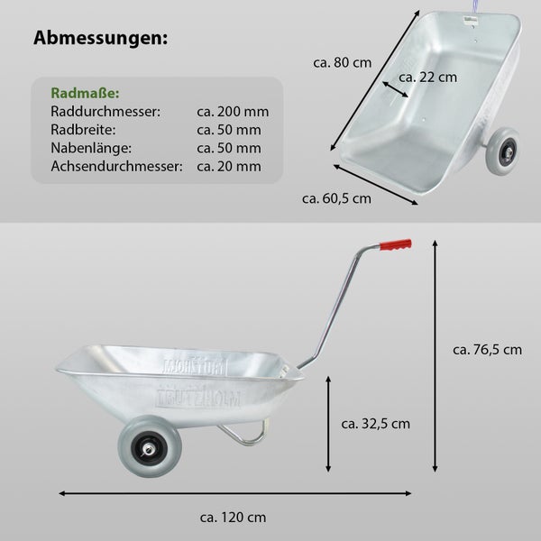 Schubkarre Friedhofskarre Pflanzkarre Gartenkarre Traglast 100 kg Volumen 75 L Einhandkarre