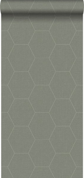 Walls4You Tapete Wabenmuster Grüngrau - 0,53 x 10,05 m - 935345