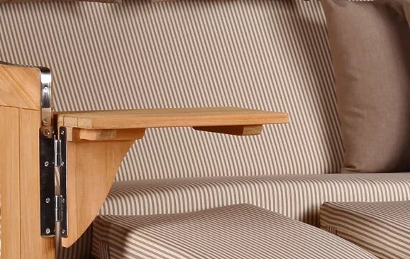 Strandkorb Westerland XXL Teak Bullauge PE shell Dessin 510