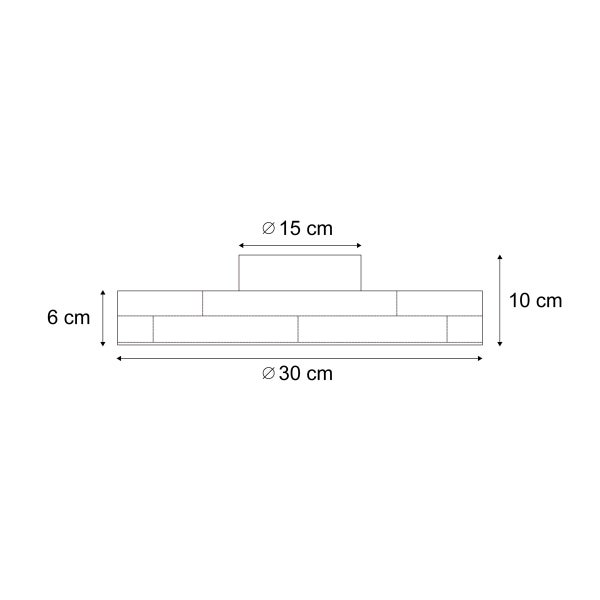 Technische Zeichnung eines Sockels mit den Maßen 30 mal 15 mal 10 Zentimeter und 6 Zentimeter Höhe