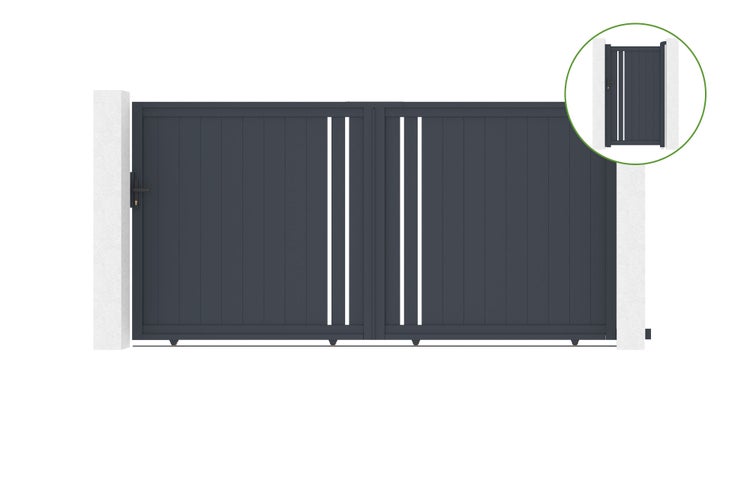 Schiebetor 3,5 m GIONA H.180 cm Aluminium + Tor GIONA H180 GRAU