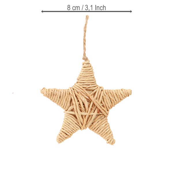 Strohstern mit Aufhänger, circa 8 cm groß