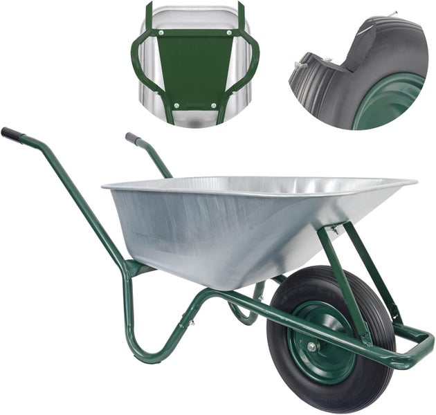 Schubkarre mit Rad und galvanisierter Wanne