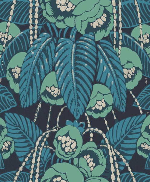 Masureel Tapete Blätter Blau - 53 cm x 10.05 m - 630015