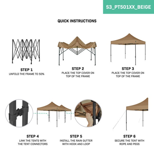 VONROC Pavillon 6x3m wasserdicht stabil - Partyzelt EasyUp System [3Min Aufbau] Popup Faltpavillon modular erweiterbar als Festival Zelt, Gartenpavillon