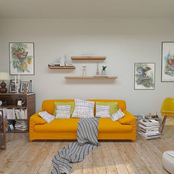 holz4home Schwebendes Wandregal aus Eiche 80cm  mit Baumkante  Natur