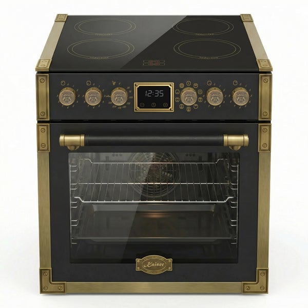 Kaiser Induktionsstandherd im Retro Design mit Digitalanzeige, Drehknebeln und Backofen inklusive Backblech und Grillrost.