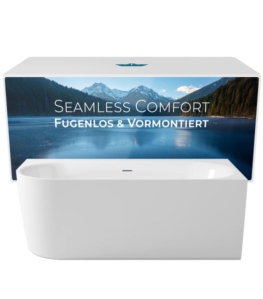 Freistehende Badewanne mit dem Aufdruck Seamless Comfort