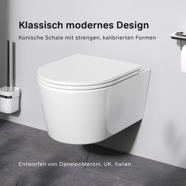 AM.PM Wand-WC  Tiefspüler ohne Spülrand weiß glänzend mit WC-Sitz CFA1700SC Func