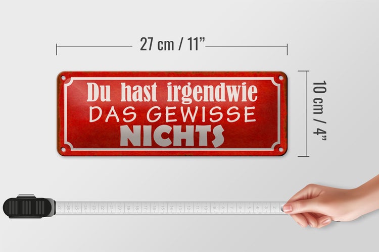 Blechschild Spruch 27x10cm du hast das gewisse nichts Dekoration