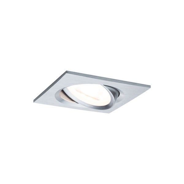 LED Einbauleuchte 3-Step-Dim Nova Basisset schwenkbar eckig 84x84mm 50° GU10 3x6,5W 3x460lm 230V dimmbar 2700K Alu gedreht