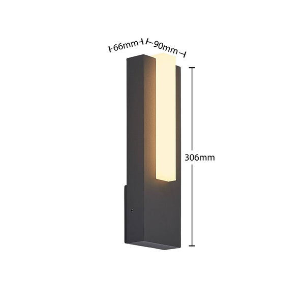 Wandleuchte LED, anthrazit, Höhe 306 Millimeter, Breite 90 Millimeter, Tiefe 66 Millimeter.