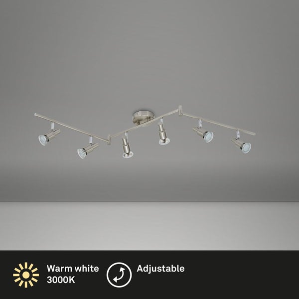 LED Deckenleuchte Spotleuchte dreh-& schwenkbar 6xGU10 18W Matt-Nickel Briloner