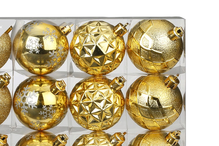 LAALU Satz von 12 Ornamenten: runde Goldmischung 6 cm