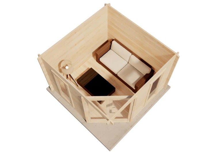 Alpholz 5-Eck Gartenhaus Liwa Compact Gartenhaus aus Holz, Holzhaus mit 40 mm Wandstärke, Blockbohlenhaus mit Montagematerial, Naturbelassen 3x3m