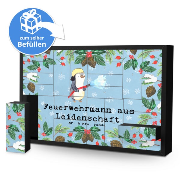 Mr. & Mrs. Panda Befüllbarer Adventskalender Feuerwehrmann Leidenschaft - Blau Pastell