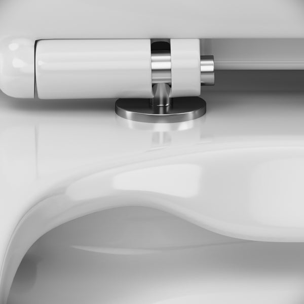 Detailansicht einer WC-Brille mit Befestigungselementen