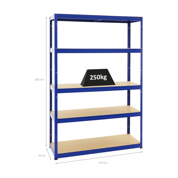 PROREGAL Schwerlastregal Big Elephant S HxBxT 180 x 120 x 45 cm Fachlast 250 kg Blau