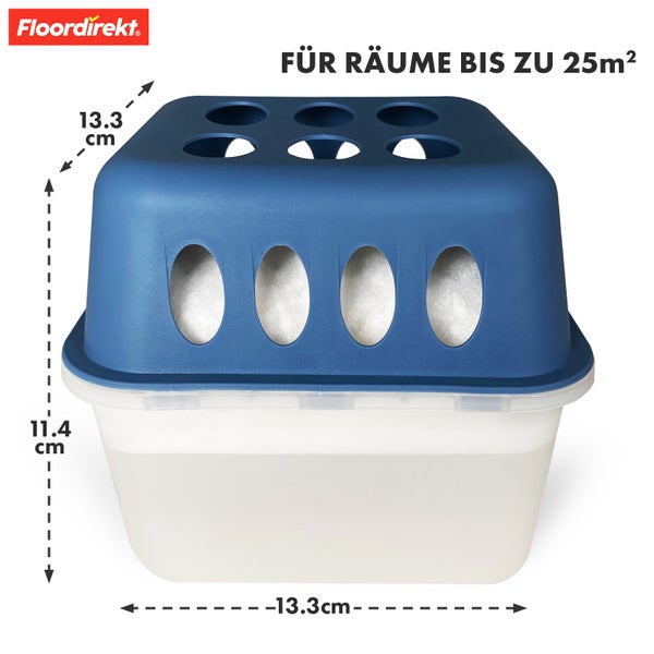 FLOORDIREKT Luftentfeuchter im 4er Set - Nachfüllbare & wiederverwendbare Raumentfeuchter - Hava - Blau