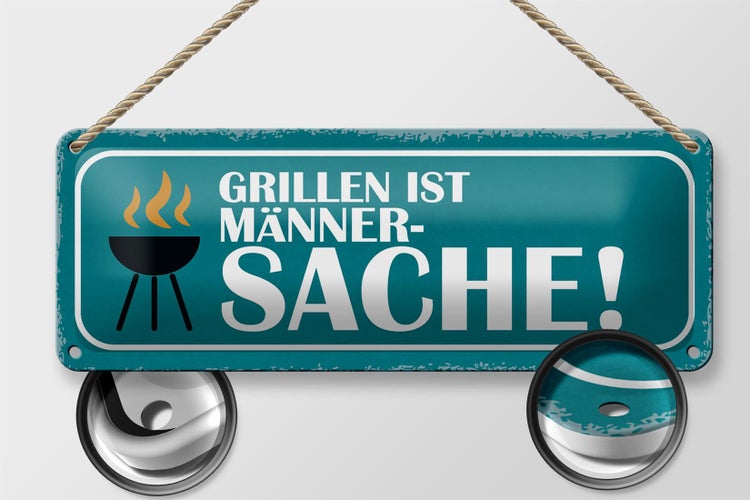 Blechschild Spruch 27x10cm grillen ist Männer Sache Dekoration