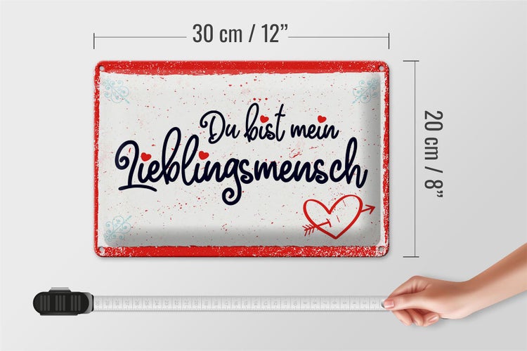 Blechschild Spruch 30x20cm Du bist mein Lieblingsmensch