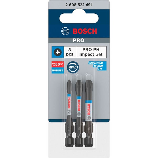 Bosch PRO Phillips Impact Bit PH1; PH2; PH3 55 mm 3-tlg. - 2608522491