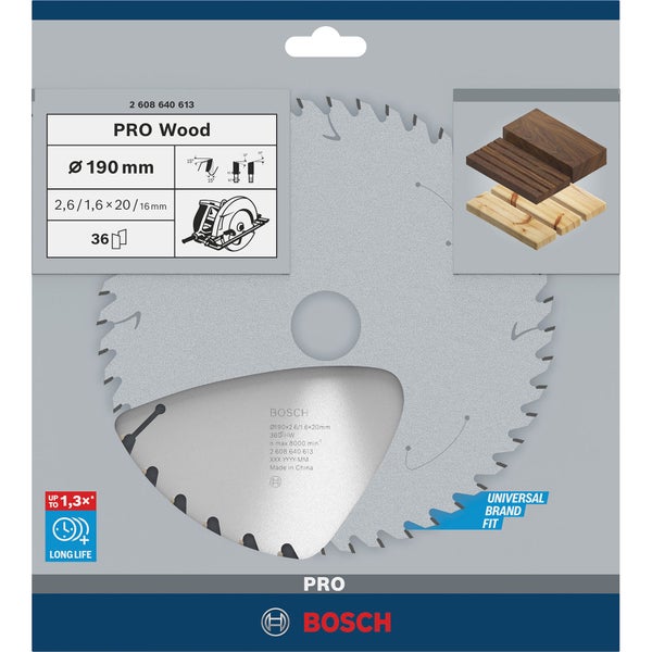 Bosch PRO Wood Kreissägeblatt 190 x 2,6 x 20 mm - 2608640613