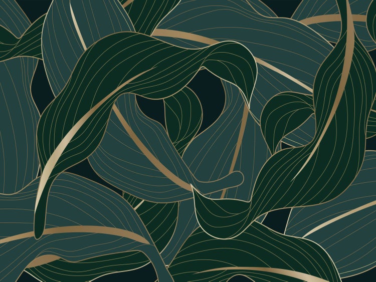 Illustration von Blättern mit Liniendesign