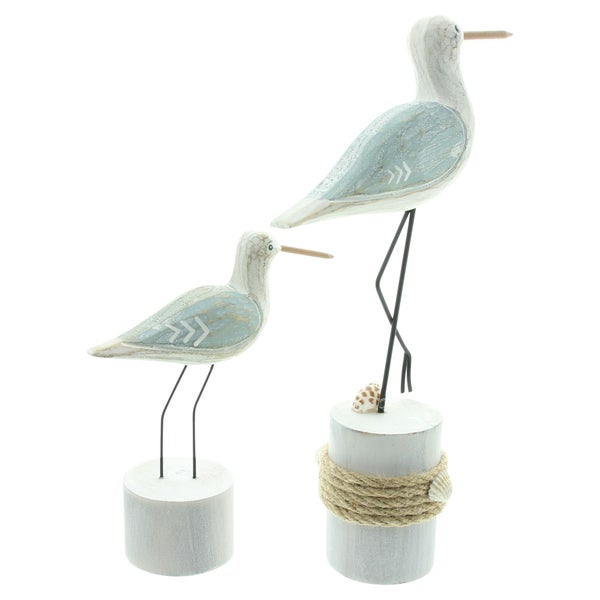 FRANK FLECHTWAREN | Figur Vogel, 2er Set, HOLZ, METALL, 14 x 5,5 x 17 cm, 19 x 5,5 x 27 cm
