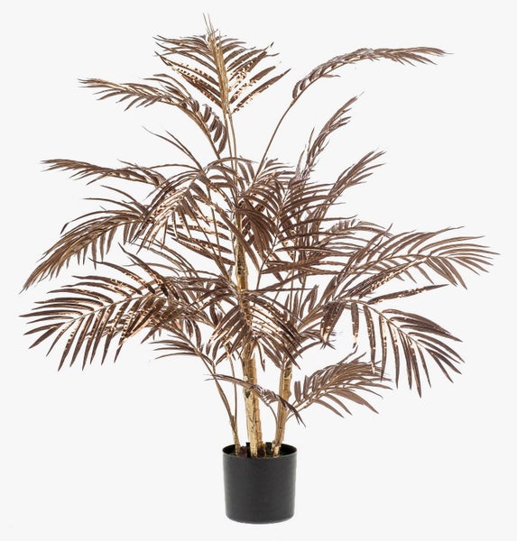 Künstliche Palme mit bronzefarbenen Blättern und Stielen aus Kunststoff für die Dekoration.