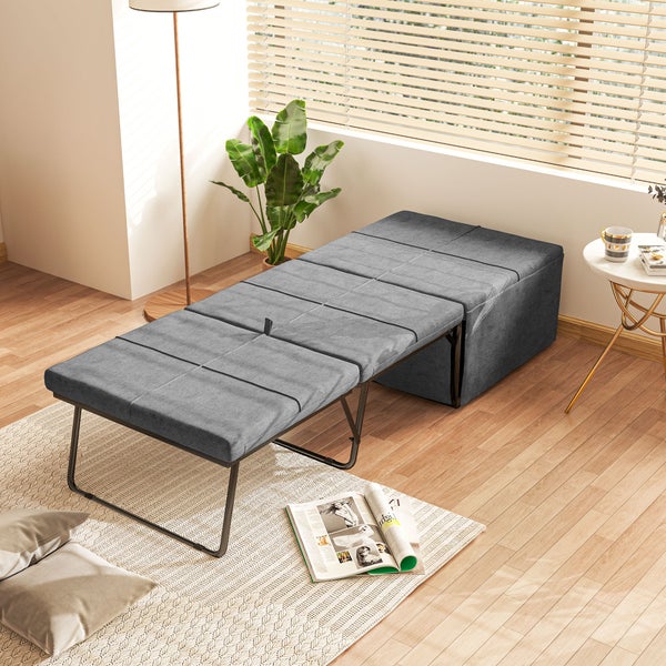 HOMCOM Klappbett ca. 190x60 cm Gästebett mit 8cm Schaumstoff Matratze, faltbar Reisebett, Erwachsene Einzelbett, Metallbett bis 120 kg belastbar, Faltbett für Büro, Gästezimmer, Grau