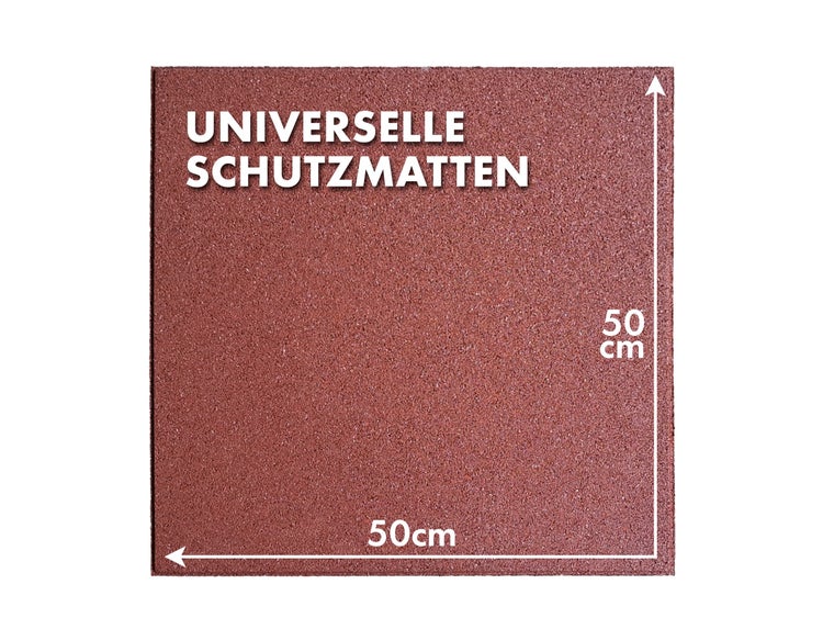 FLOORDIREKT Fallschutzmatte - Elastikmatte - Fallschutzplatte mit Drainage - Rot - 50 x 50 x 2,5 cm