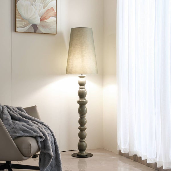 Lucande Stehlampe Lyndorin (Design, Modern) in Grün aus Keramik (1 flammig E27) - Stehleuchte Standleuchte Floor Lamp Wohnzimmerlampe Wohnzimmerleuchte