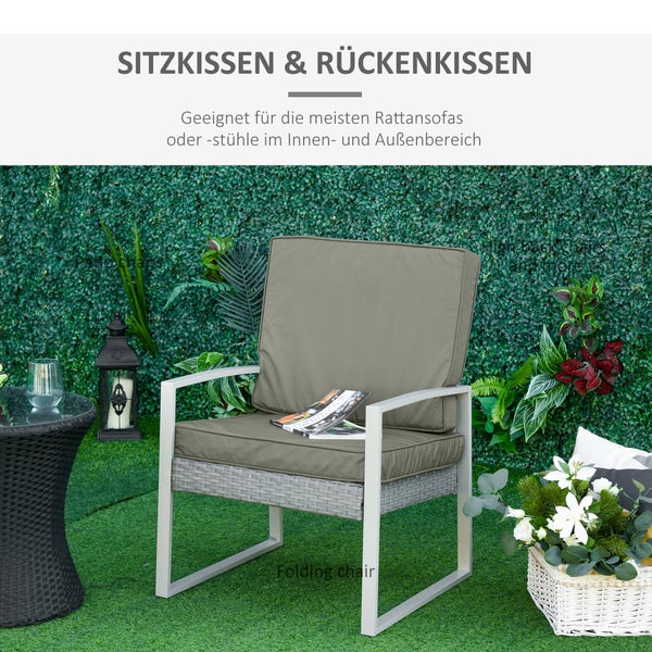 Outsunny 2er-Set Sitzkissen, 56 x 52 cm Stuhlkissen mit Reißverschluss, Stoffbezug, 7cm dick Polsterauflage, waschbar Sitzpolster für Haus, Garten, Auto, Büro, Sofa, Stühle, Dunkelgrau