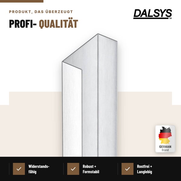 Winkelprofil aus Metall von Dalsys als Eckschutzschiene für Fliesen in Profiqualität.